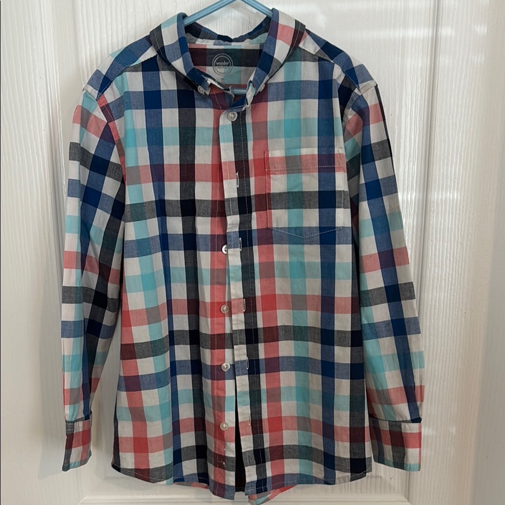 Plaid Kids Button Down Shirt - Red, Blue, White